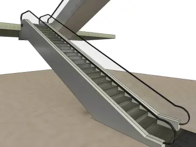 Parametric Two Level Based Escalator Revit Family 3D model