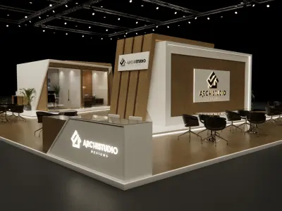 Exhibition booth design 3D model 22m x 16m 3D model 3D model