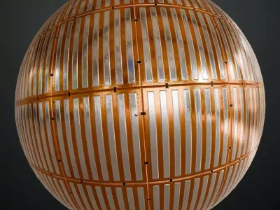 Orange Silver Sci-Fi Metal Panel PBR Seamless Texture