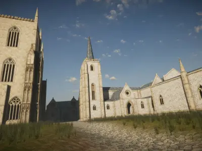 Modular Gothic Church Unity Low-poly 3D model