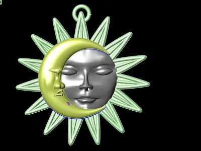 Sun pendant 3D print model 3