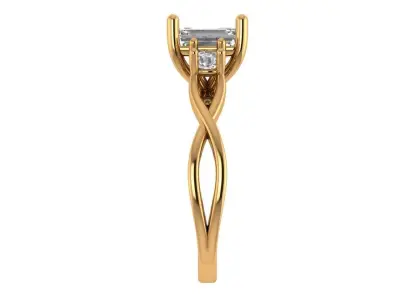 Emerald Solitaire Ring 3D print model 6
