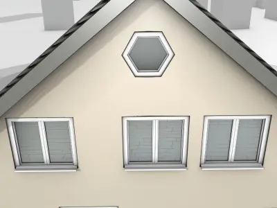 City House -14- Double-House - Roof black - Wall skinyellow Low-poly 3D model