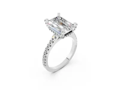 Rectangular Blue Diamond Engagement Ring CAD Model 3D print model