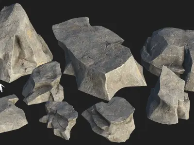 Mountain Rocks - 3D Models PBR Pack 02 Low-poly 3D model