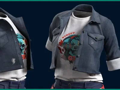 female street outfit with texture 3D model