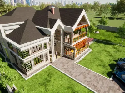 Mansion Exteriors  Low-poly 3D model