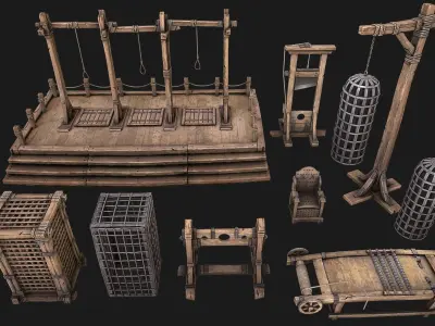 Medieval Prison Constructor Torture Room Low-poly 3D model