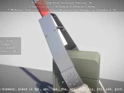 Low-Poly Railroad Barrier 3m Low-poly 3D model