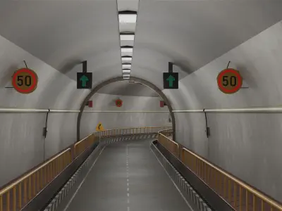 Subway Road Tunnel 03 All PBR Unity UE Textures Included Low-poly 3D model
