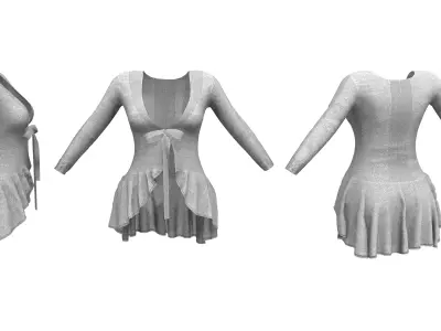 Ladies Flowing Bottom Long Cardigan Sweater Low-poly 3D model