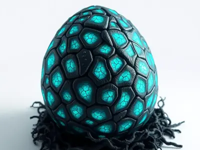 Glowing SciFi Alien Egg Low-poly 3D model