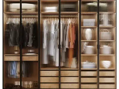 Wardrobe with corrugated doors 3D model