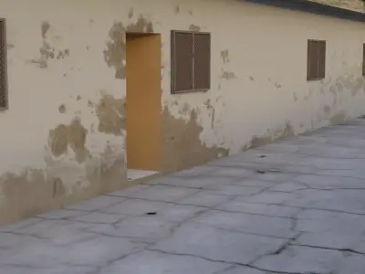 Bungalow building with windows and doors 3D model