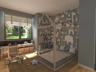 Children room 3D model Low-poly 3D model