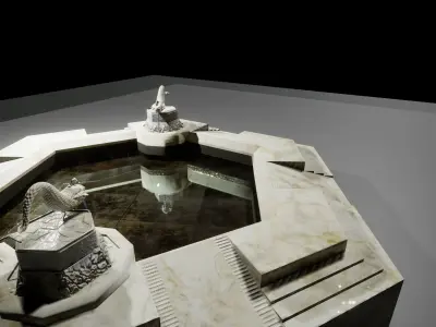 EB - Fishes fountain Low-poly 3D model