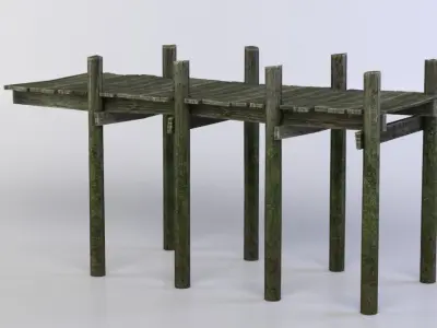 Wooden dock Low-poly 3D model