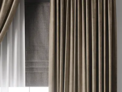 hadi curtain 63 classic curtain with roman blind Low-poly 3D model