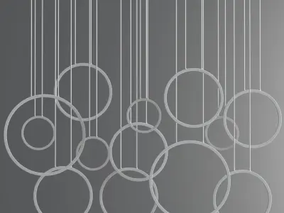 Bedroom Circle rings suspension Light Set 3D model