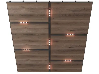 Wooden suspended ceiling with lighting 41 3D model