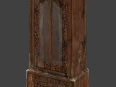WoodenCupboard wooden cabinet with glass doors Free low-poly 3D model
