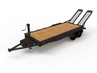 12000 GVWR Standard Wood Floor Equipment Trailer Low-poly 3D model
