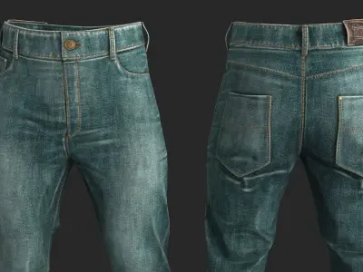 Male Jeans 2 Colors Low-poly 3D model