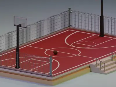 Basketball Court Low-poly 3D model
