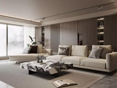 Italian Minimalist Living Room 3D model
