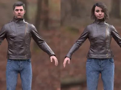 Casual Outfit 2 - MaleFemale MH UE5 Skeletons - Rigged 3D model