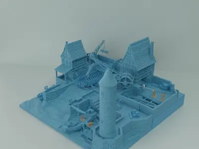 Medieval Shipyard Tabletop Terrain 3D print model