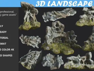 Low poly Fantasy Cave 03 Low-poly 3D model
