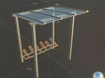 Bicycle Stand 1 Version 10 Glass Roof Low-poly 3D model
