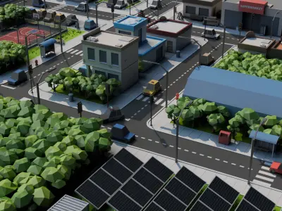 Low-poly city Low-poly 3D model