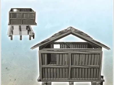 Tropical house on stilts with access ladder 11 - Pirate Jungle I 3D print model