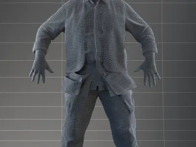 Rigged 3D construction worker Low-poly 3D model