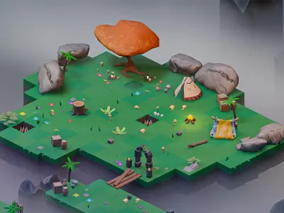 Stylized Top Down Game Pack Low-poly 3D model