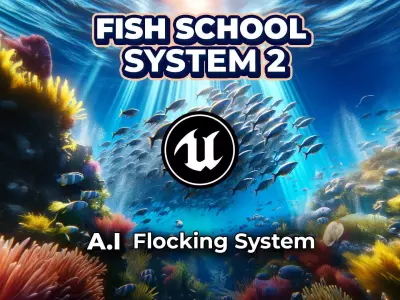 Fish School System V2 - UE4 Niagara AI Low-poly 3D model