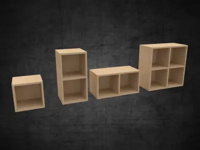 Organizers various sizes small architectural space furniture  Low-poly 3D model