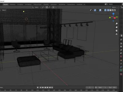 Realistic Living room Interior scene 3D model