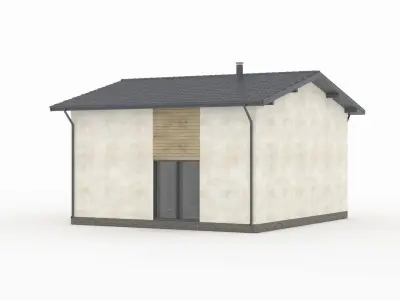 A modern residential house with a slanted roof 3D model