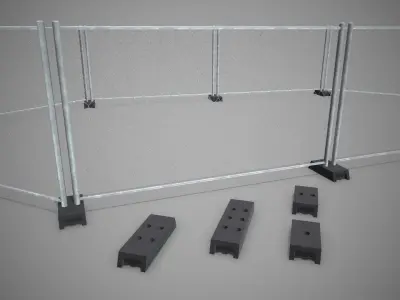 Low poly Fence 01 PBR Game-ready Low-poly 3D model