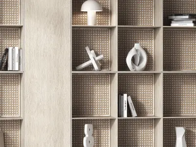 Shelves with decorative rattan inserts 3D model