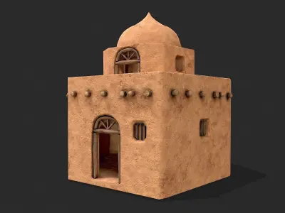 Clay Desert Egypt Village House 7 Low-poly 3D model