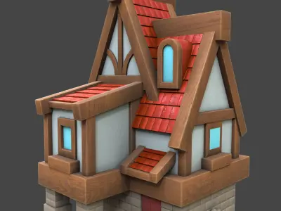 village stylized 3d model Low-poly 3D model