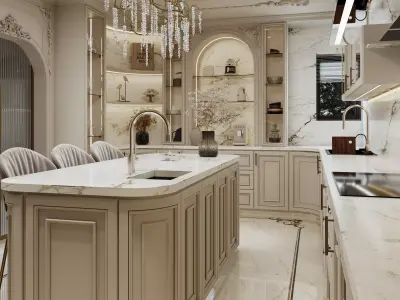 Luxury Classic Kitchen Interior 3ds Max Corona Render Ready 3D model