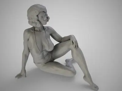Pretty Woman Sitting on the Floor 3D print model