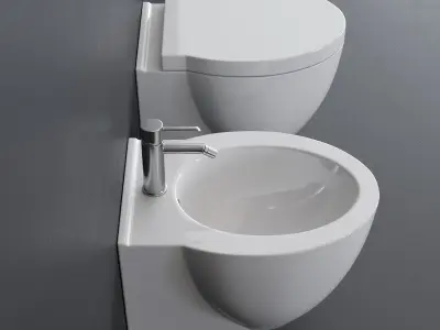 Alice Ceramica Short Wall-hung bidet and toilet Low-poly 3D model