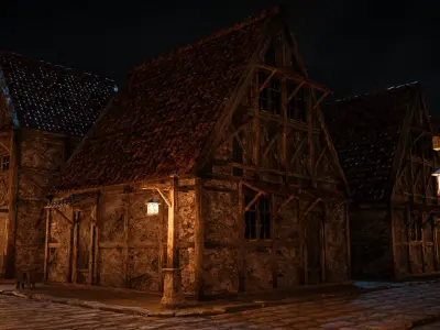 OLD MEDIEVAL PROPS ASSET AND GROUND TILEABLE Low-poly 3D model