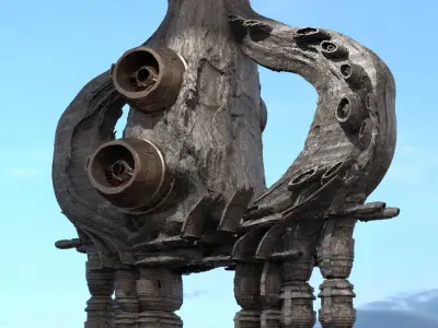 Alien meteor Solar Tower 3D model
